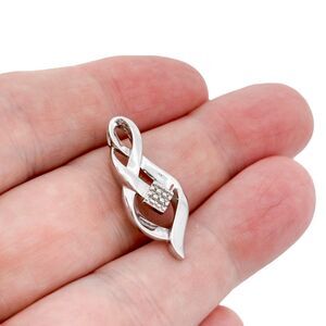 Twisted Ribbon | Diamond 0.05ctw Accent Pendant | Estate Sterling Silver 925